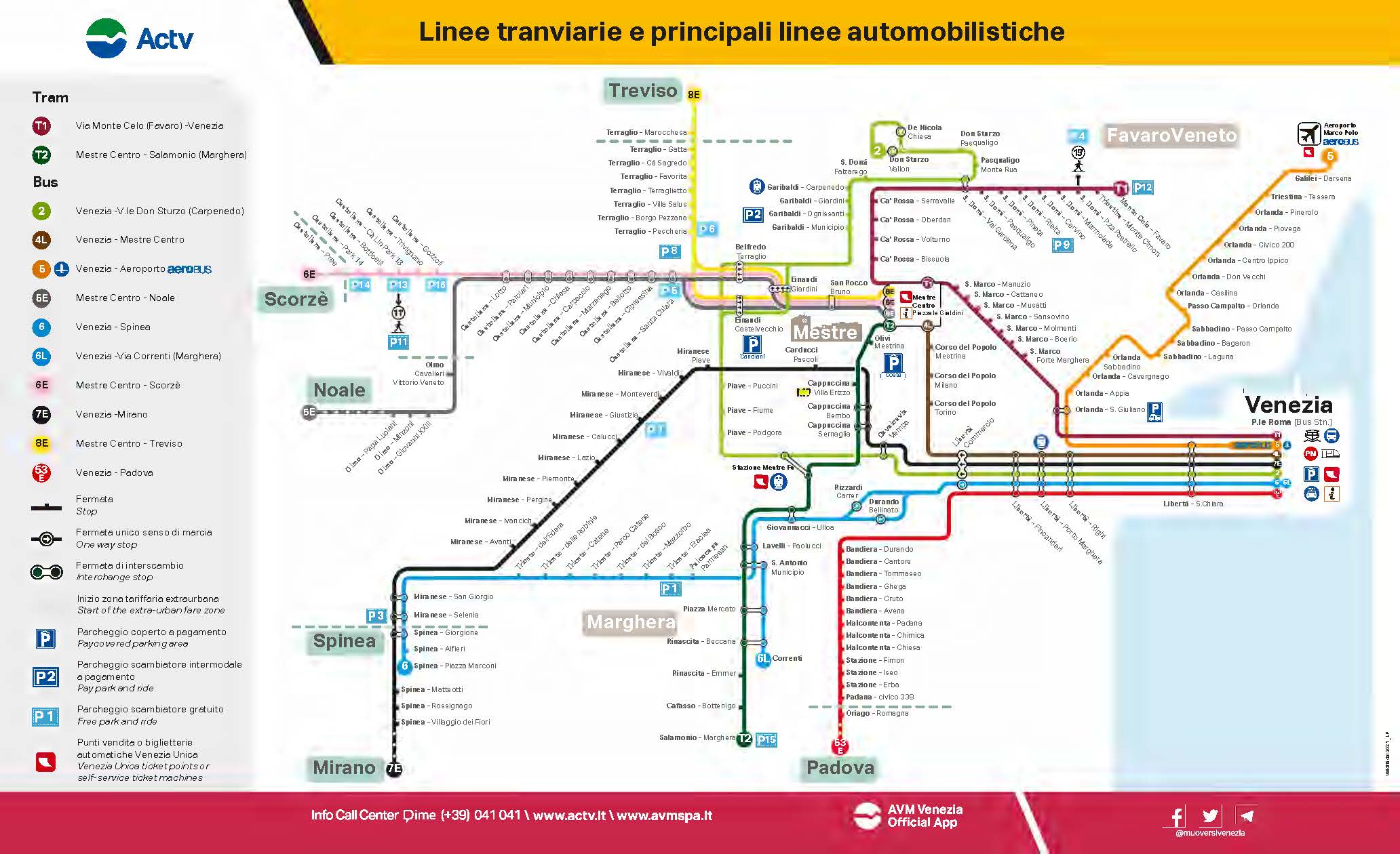 Mappa linee Mestre